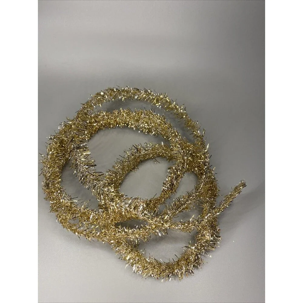 Christmas Feather Tree Tinsel Garland Strand 6' Gold & Silver Holiday Tree
